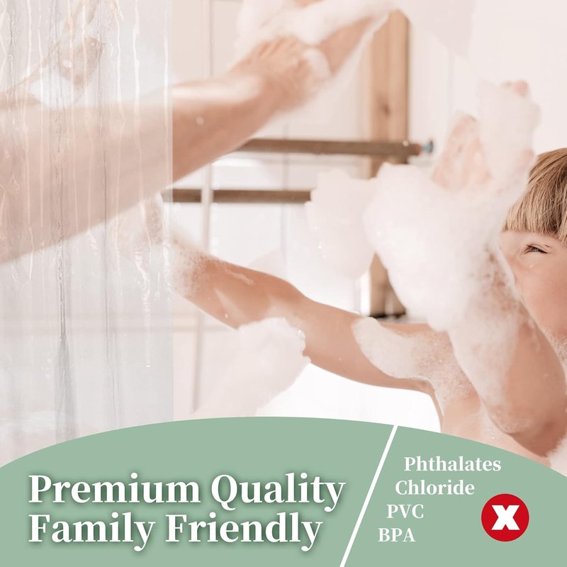 Barossa Design Shower Liner - Premium Clear PEVA with Rustproof Grommets & 3 Magnets | Waterproof, Lightweight Standard Size