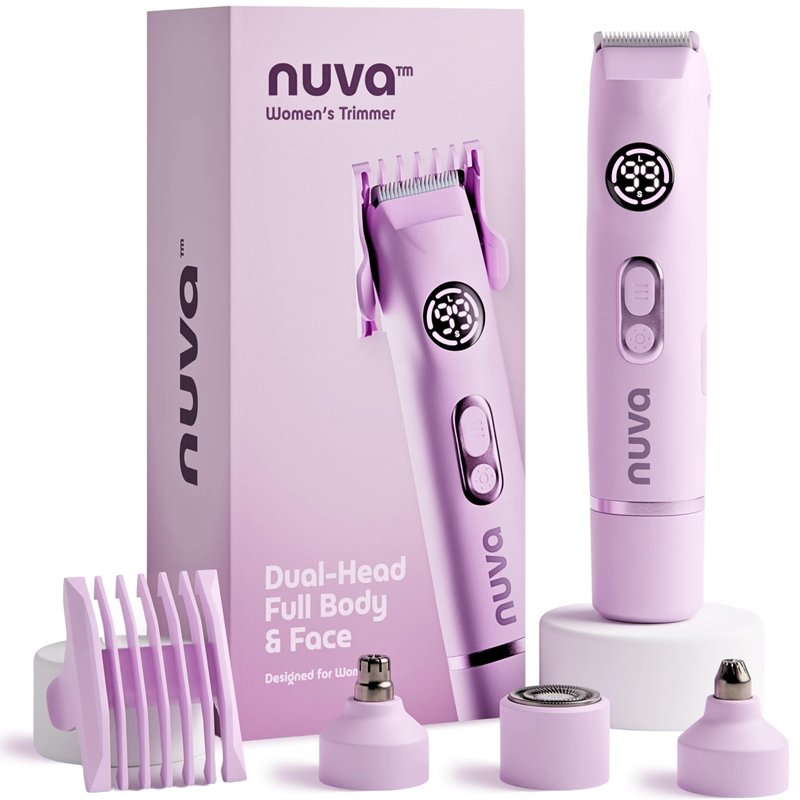 NUVA 4-in-1 Bikini Trimmer for Women | Painless Electric Razors & Shavers with Interchangeable Heads | Cordless Body & Facial Hair Trimmer with Ceramic Blade, IPX7 Waterproof and USB Rechargeable