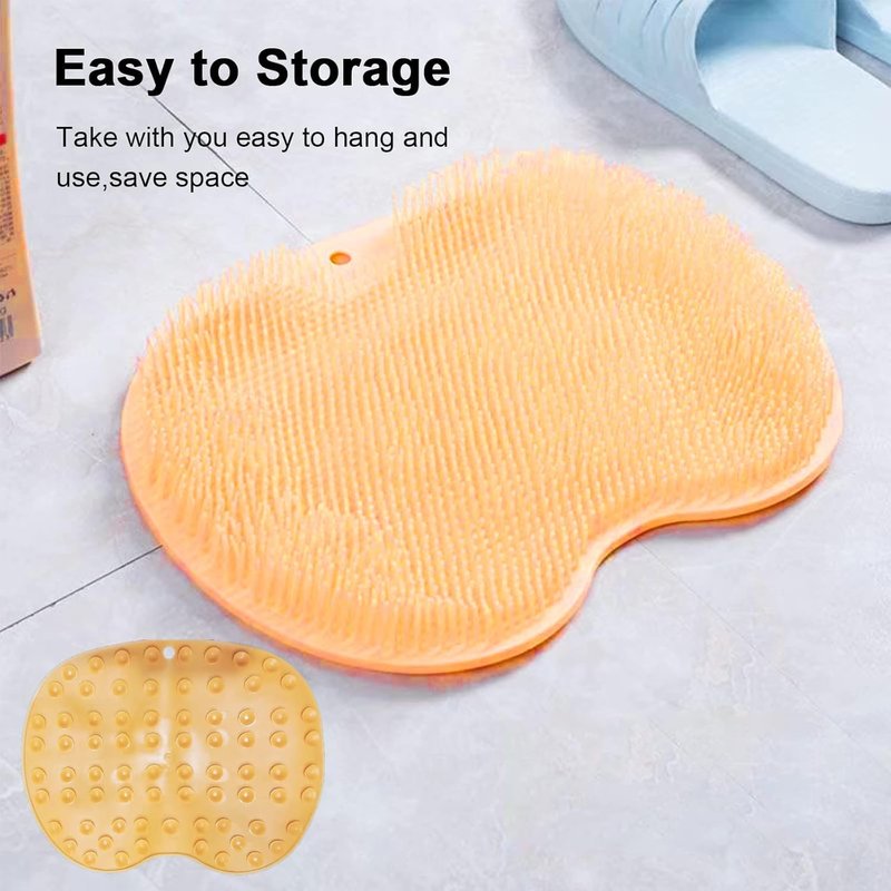 Hfpengzan Shower Foot Scrubber Mat Back Washer Wall Mounted Bath Pad, Non-Slip Suction Cup Shower Foot Scrubber, Body Back Washer Mat for Men Women Daily Skin Cleansing