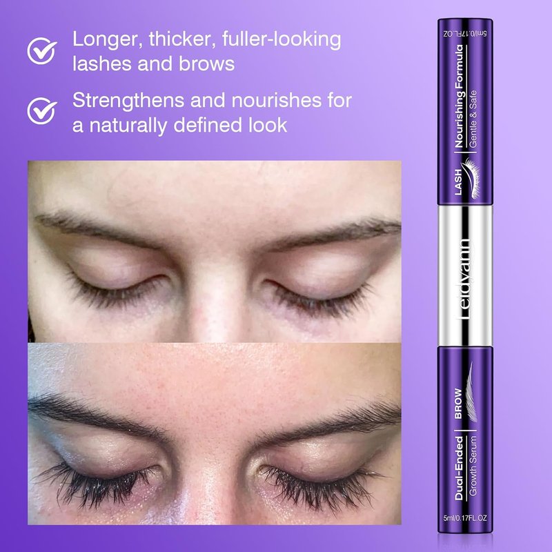 Skiennix 2-in-1 Lash & Brow Growth Serum - Dual-Ended Enhancer with Peptide & Vitamin Formula | Eye-Safe, Vegan, 5 mL + 5 mL