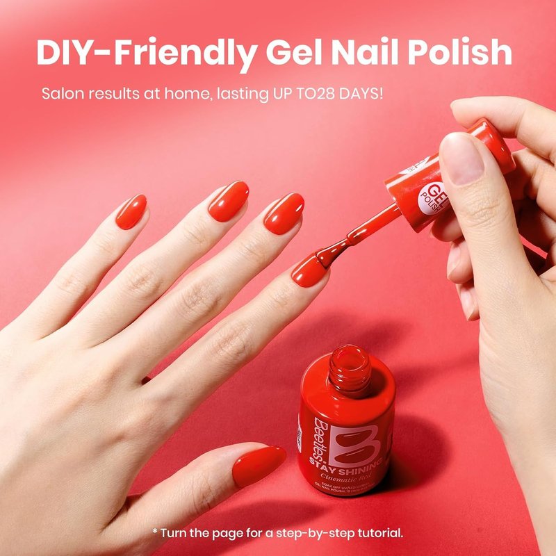 Beetles Red Gel Polish - Long-Lasting 15ML Red Nail Polish | Soak Off UV LED Lamp for Salon Quality Manicure