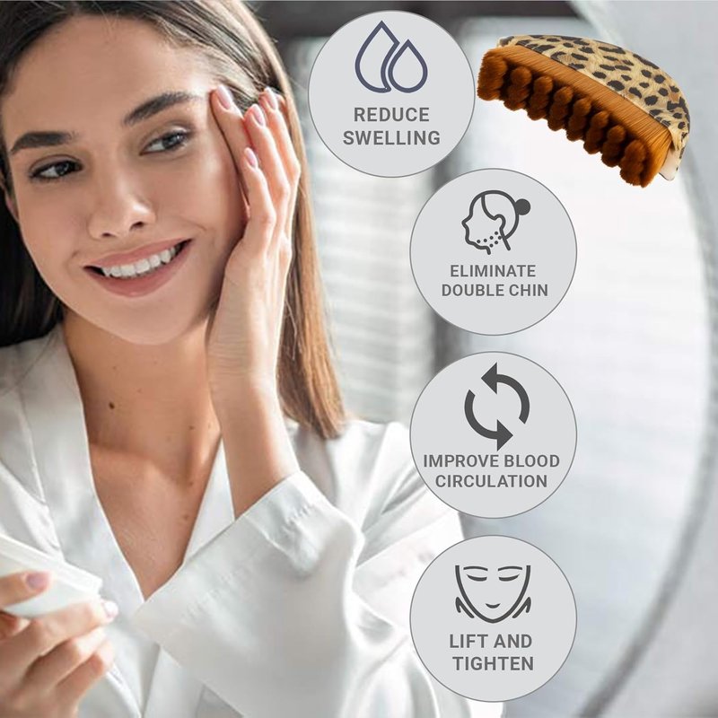 Lymphatic Contour Face Brush - Leopard Print Sculpting & Lifting Tool | Ergonomic Design for Face, Chin & Neck