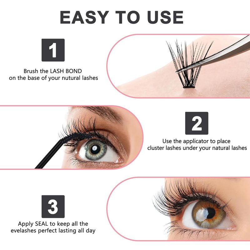 2PCS Eyelash Glue Eyelash Bond and Seal Super Strong Hold Cluster Lash Adhesive Latex Free Waterproof Cluster Lash Glue for Eyelash Extension (2PCS Lash Bond and Seal)
