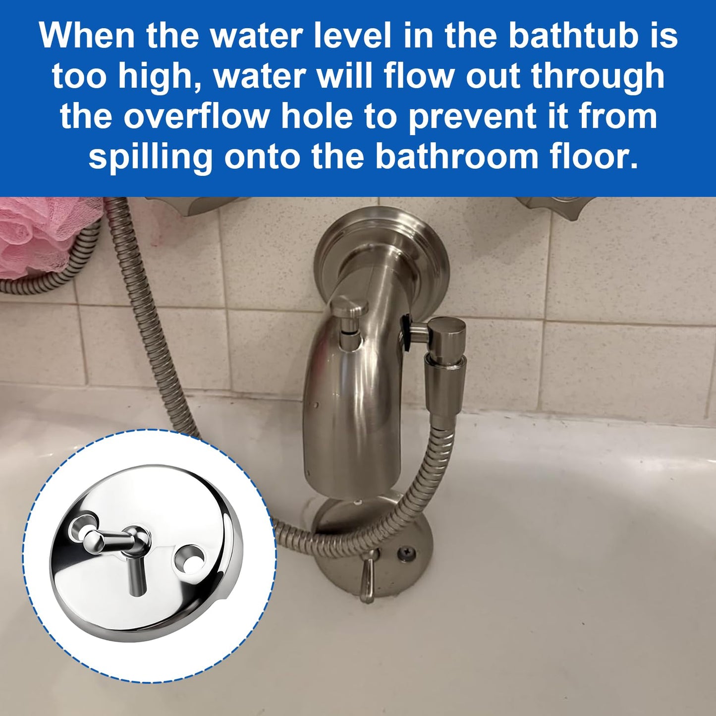 Trip Lever Bathtub Overflow Plate for DANCO 80991 Replacement Bath Tub Overflow Drain Cover with Screw,2-Hole Bath Tub Overflow Plate with Trip Lever, Chrome