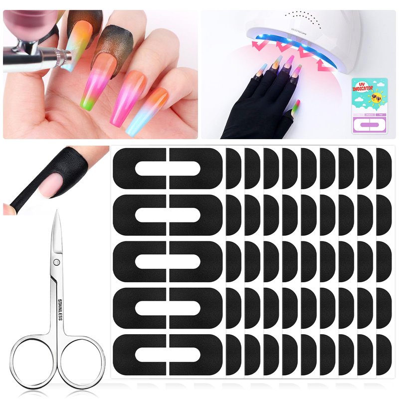 Saviland 100PCS Nail Polish Protector for Fingers: 99.99%+ U V Protection Cuticle Protector for Nails Painting U-Shaped Nail Protectors Peel Off Tip Tape for French Tip Stamp Nails Art