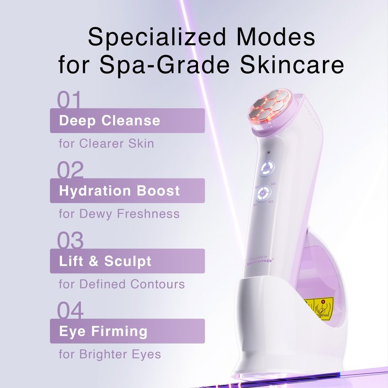 DermRays Multi-RF Microcurrent Device with 650nm Red Light, 4-in-1 Facial Toning Tool with Multi-Leading Tech for a Visibly Radiant & Youthful Appearance