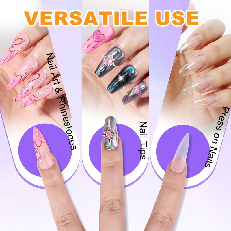 NXJ INFILILA Nail Glue, Professional Brush On Nail Glue, Nail Glue for Acylic Nails, Nail Glue for Press On Nails Fasle Nails Fake Nails Tips Glue Adhesive Long Lasting 7ML/0.23OZ