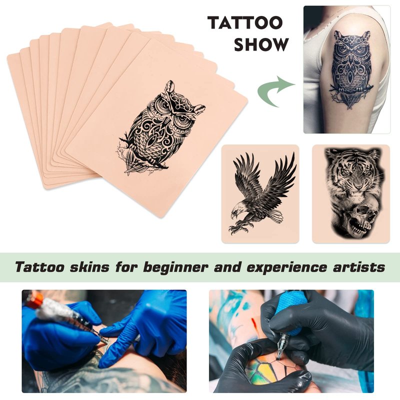 Rayyl 20PCS Tattoo Practice Skin with Transfer Paper Kit - Includes 5PCS Tattoo Practice Fake Skin and 15PCS Transfer Paper for Beginners & Experienced Artists…