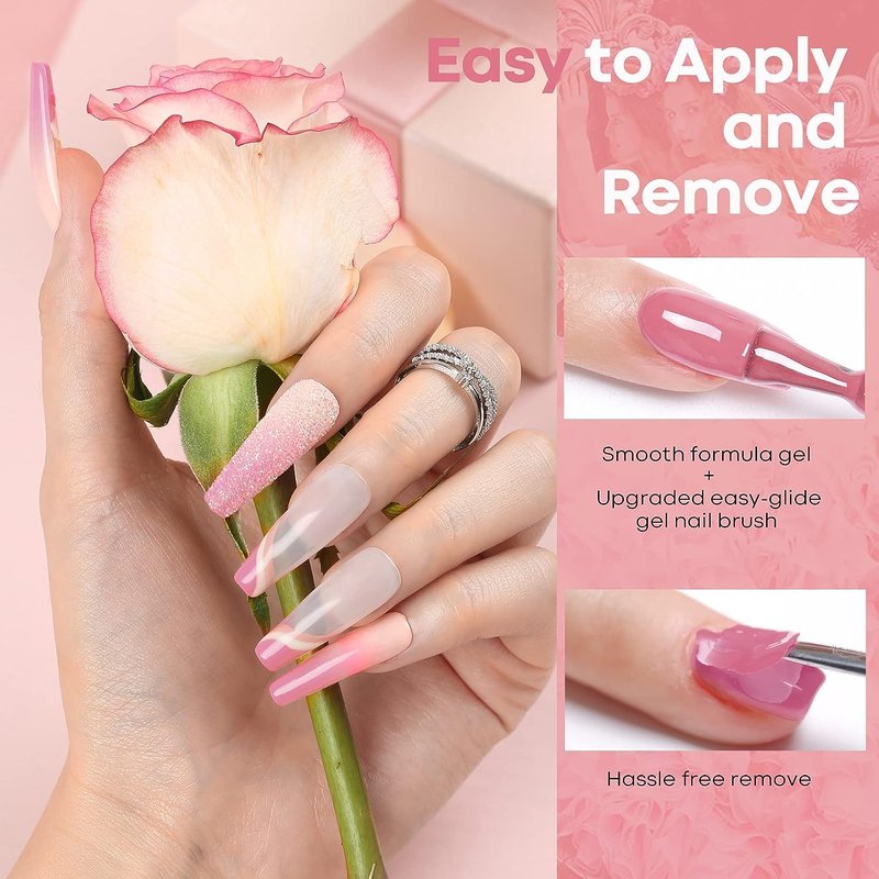 modelones Gel Nail Polish Set, 6 Colors 2026 Mothersday Light Soft Pink White Nude Pink Gel Polish Soak Off Nail Art Design Manicure Kit Salon DIY Home Gift Women Girlfriend