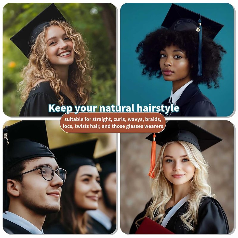 Cuteowl Graduation Cap Headband - Securely Holds Grad Cap While Maintaining Your Hairstyle | Black (1 Pack)
