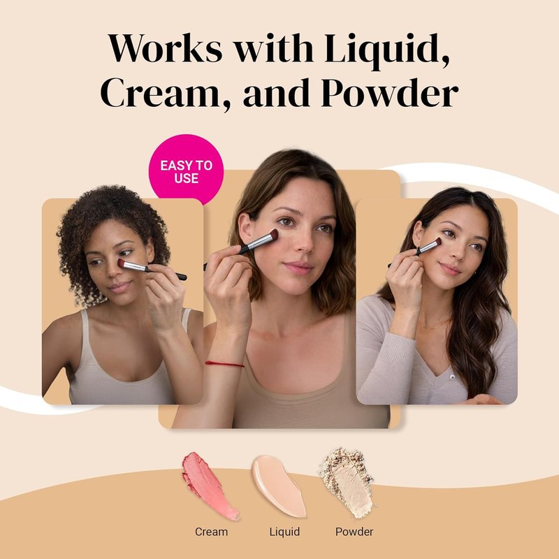 Keshima Angled Concealer Brush - Seamless Under-Eye Concealing & Contouring - Soft Synthetic Bristles