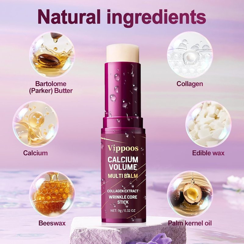 Calcium Multi Balm Stick - Korean Collagen Hydrating Balm for Anti-Aging | Non-Greasy Formula for Face, Eyes & Neck