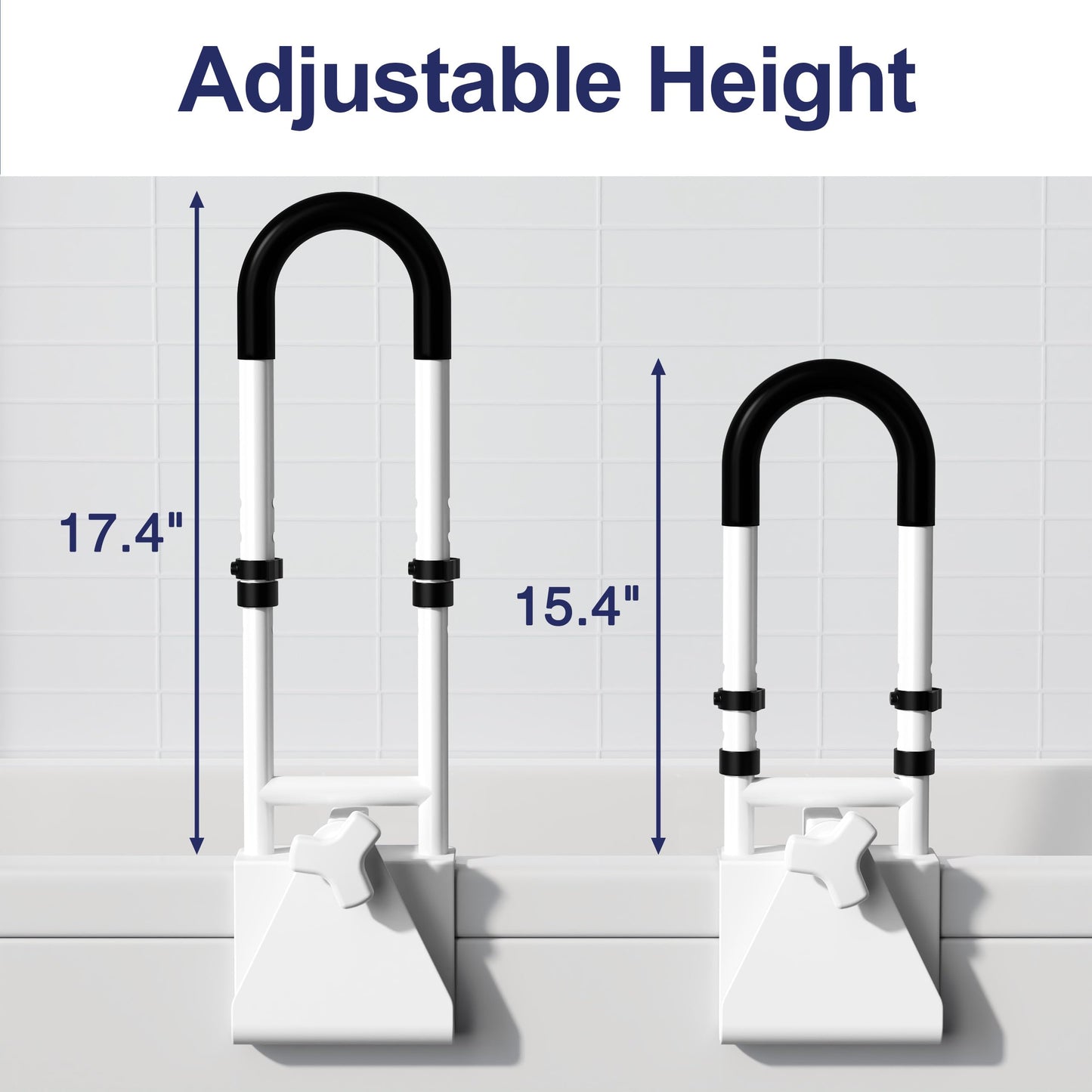 Adjustable Height Bathtub Handle Grab Bar, Bathtub Safety Rail & Shower Grab Bars for Seniors, Baby, Elderly, and Disabled, Fits 3"–7" Tub Walls, Waterproof Non-Slip Handle and Holds 300lbs