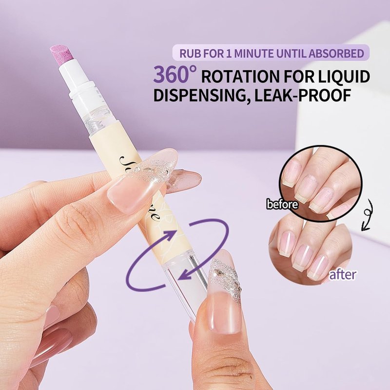 Ceramic Cuticle Oil Pusher Pen - Dual-Action Nail Care Tool | Exfoliates & Nourishes Hangnails, 2ml x 2