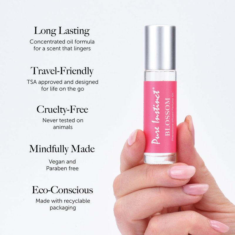 Pure Instinct BLOSSOM The Original Pheromone Infused Essential Oil Perfume Cologne - For Her Women - TSA Ready (Roll On Bottle 0.34 Fl. Oz./10.2mL)