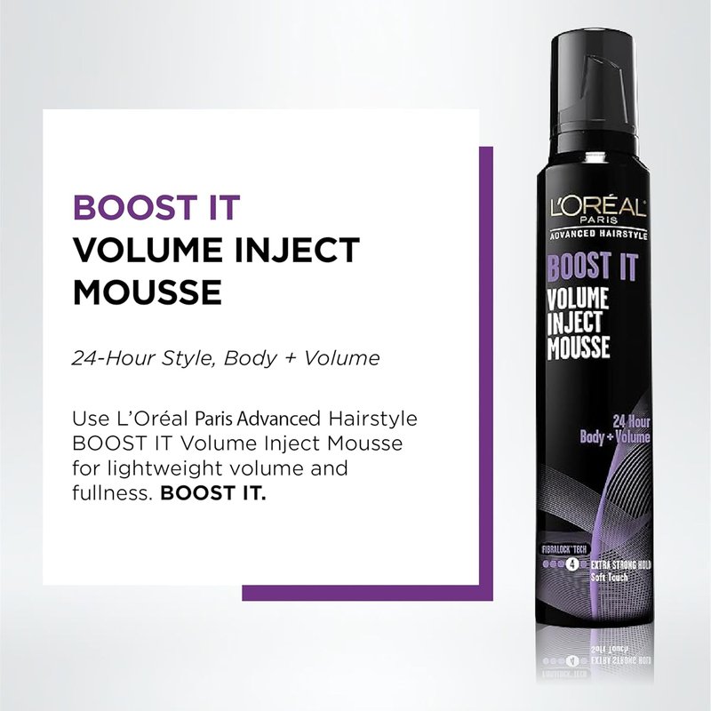 L'Oreal Paris Hair Care - Advanced Hairstyle Boost It Volume Inject Mousse | 8.3 Ounce for Maximum Volume