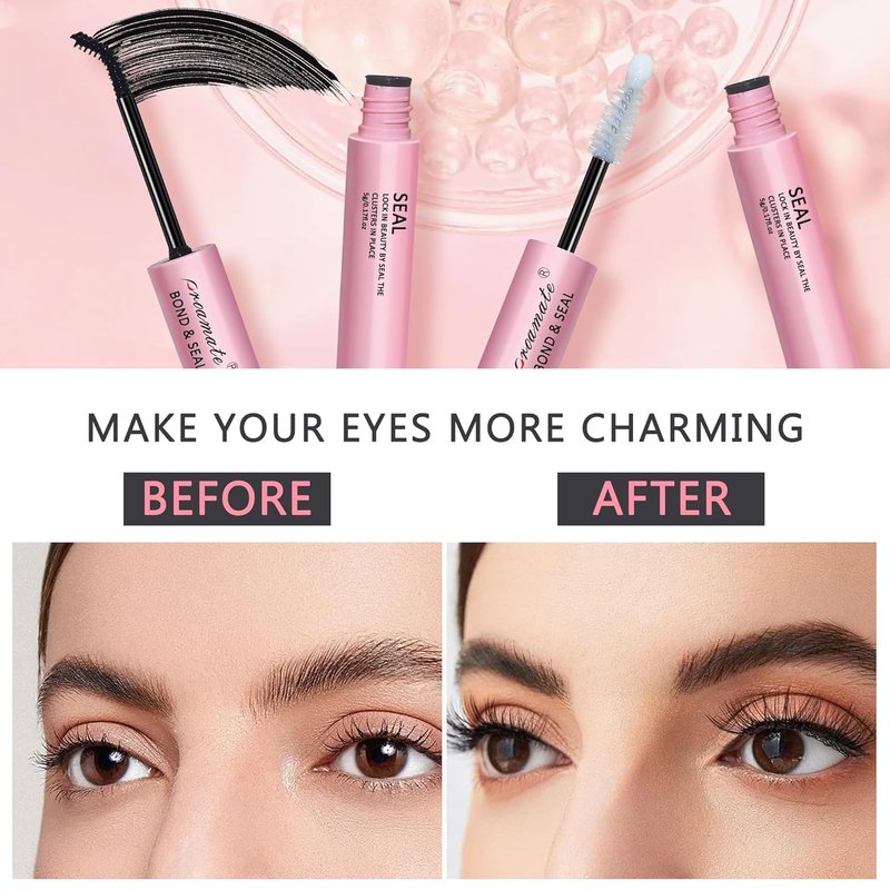 2PCS Eyelash Glue Eyelash Bond and Seal Super Strong Hold Cluster Lash Adhesive Latex Free Waterproof Cluster Lash Glue for Eyelash Extension (2PCS Lash Bond and Seal)