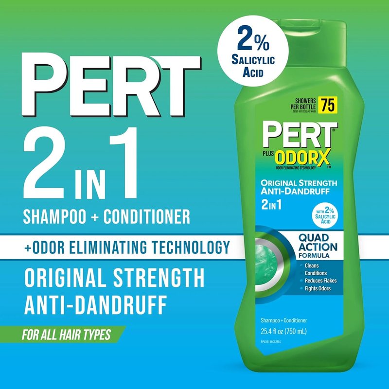 Pert Plus 2-in-1 Shampoo & Conditioner - Dandruff Control Formula | 25.40 oz (Pack of 5)