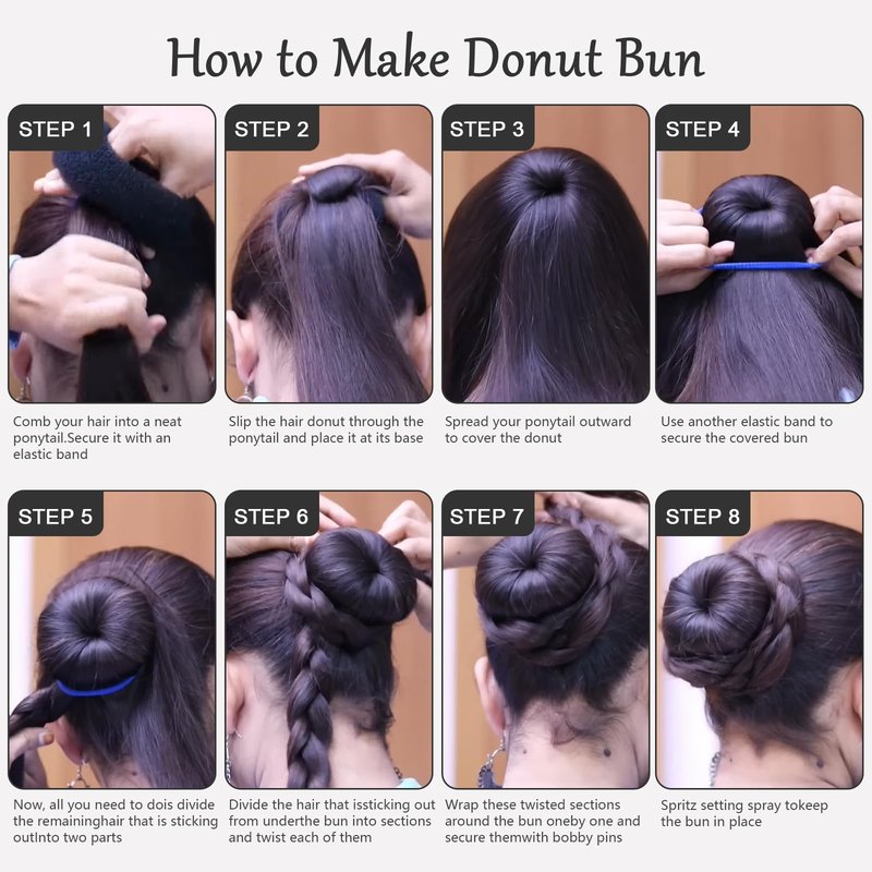 HOFASON Hair Bun Maker Donut Kit - 24 Pcs Mini Doughnut Shapers for Short & Thin Buns, Ballet Style Hair Accessories, Size S/2.36 In, Brown