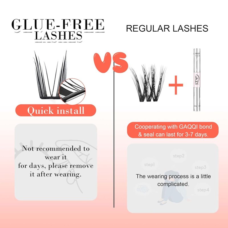 Self-Adhesive Eyelash Clusters - Natural Manga Style, Reusable No Glue Lashes | 10-14mm C Curve