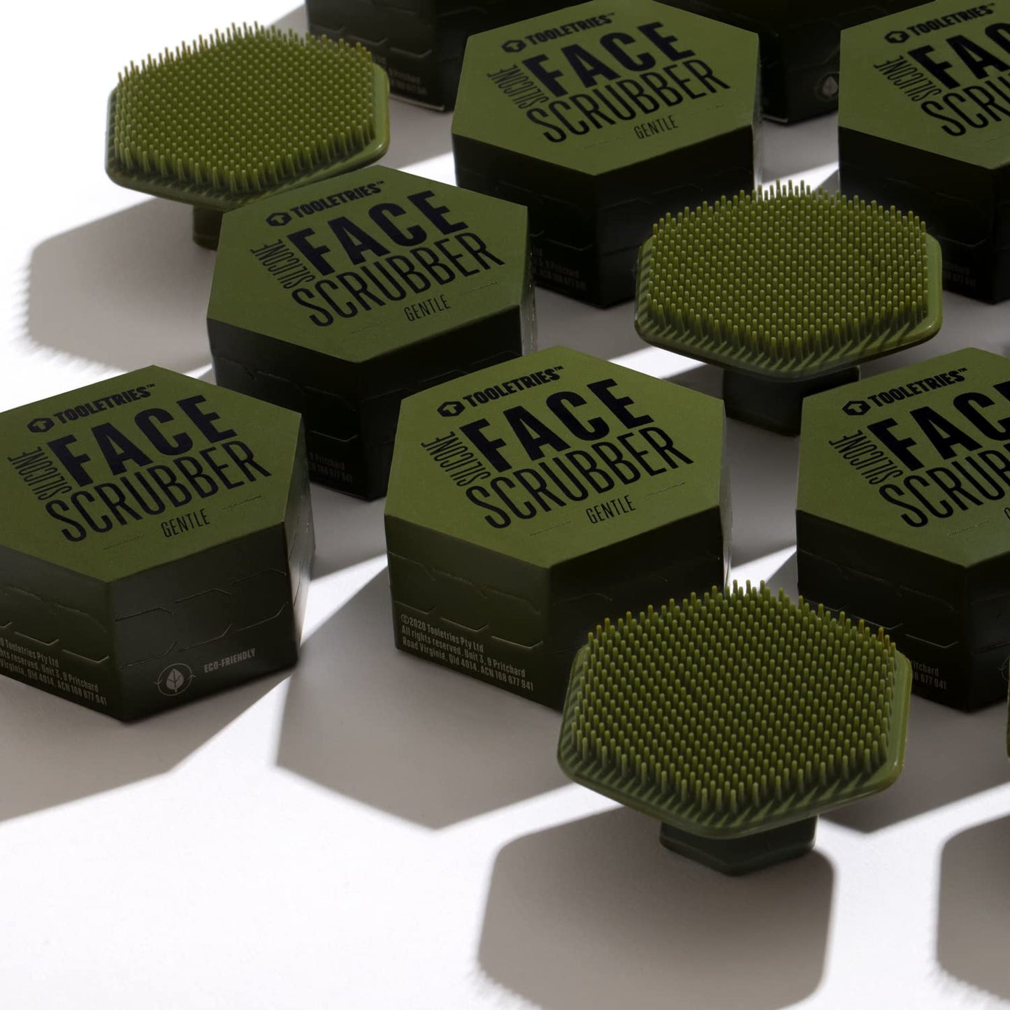 Tooletries - Men's Face Scrubber - Silicone Facial Cleansing Brush, Gentle Exfoliator Pad & Soft-Touch Massager - Removes Dead & Dry Skin - Long Lasting Bathroom & Shower Accessories - Army Green