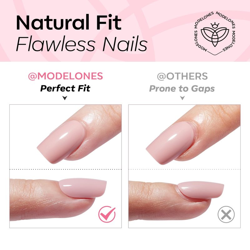 Modelones French Tip Press on Nails Short, Duck Fake Nails TIps, Reusable Nail Kit with Nail Glue Adhesive Tabs Mini Nail File, Nails Press Ons 30Pcs 15Sizes, Women Girl Gift