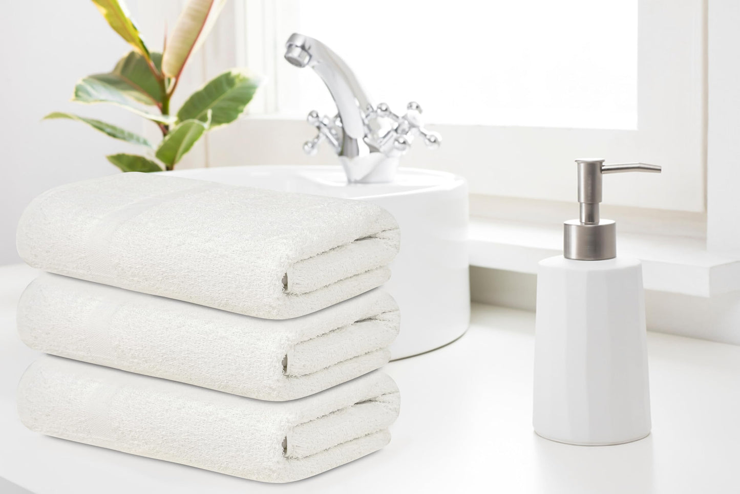 ZUPERIA White Bath Towels Bulk 12 Pack (22 x 44 Inches) - 100% Cotton Economy Light Weight Towels for Commercial Use - Quick Dry, Ultra-Soft, and Absorbent Bulk Towels