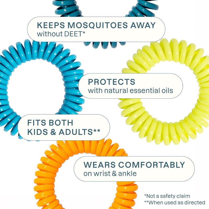 Cliganic Mosquito Repellent Bracelets - 10 Pack DEET-Free Bands for Adults & Kids | Individually Wrapped