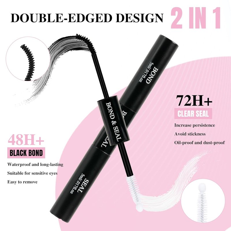 Mayhug Lash Bond & Seal - Waterproof Lash Glue Remover with Tweezers for Easy Cluster Removal