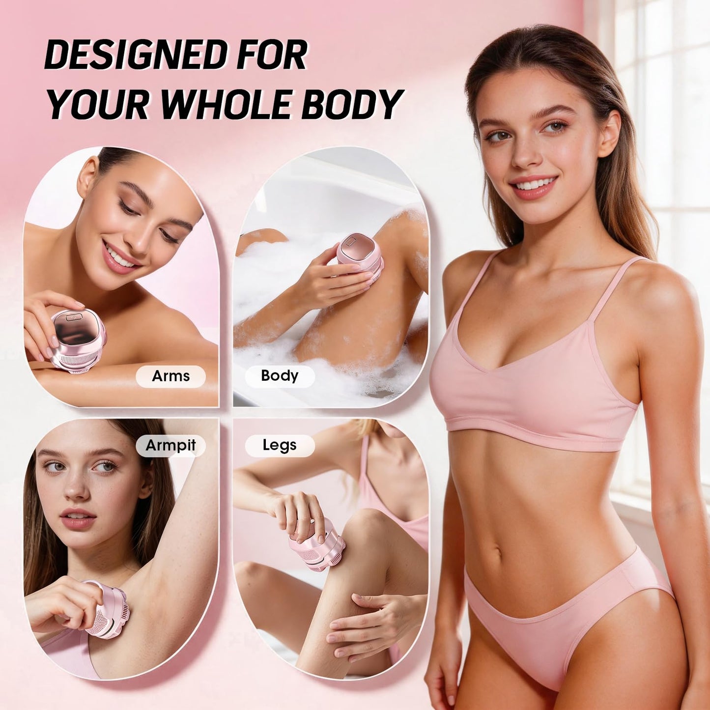 RESUXI Electric Shaver for Women, 6D Men's Magnetic Razors, Wet & Dry Body Hair Trimmer, IPX6 Waterproof, LED Display, USB Fast Charge, Cordless Grooming Kit Gifts (Pink)