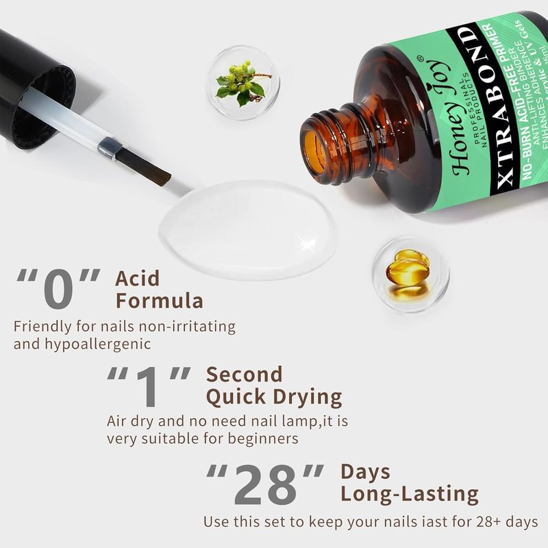 Nail Dehydrator and Primer Set - Acid-Free Prep for Acrylic & Gel Nails | 0.5 fl oz, Long-Lasting Adhesion