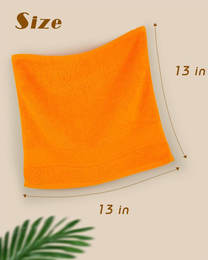 Cleanbear Cotton Wash Cloths Soft Washcloths with 6 Colors for Body and Face, 13 by 13 Inches Large Bathroom Washcloth Set Highly Absorbent Fade Resistant Face Cloths