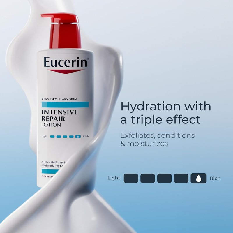 Eucerin Intensive Repair Body Lotion - Moisturizes & Exfoliates Very Dry Skin | 16.9 Fl Oz, Fragrance-Free