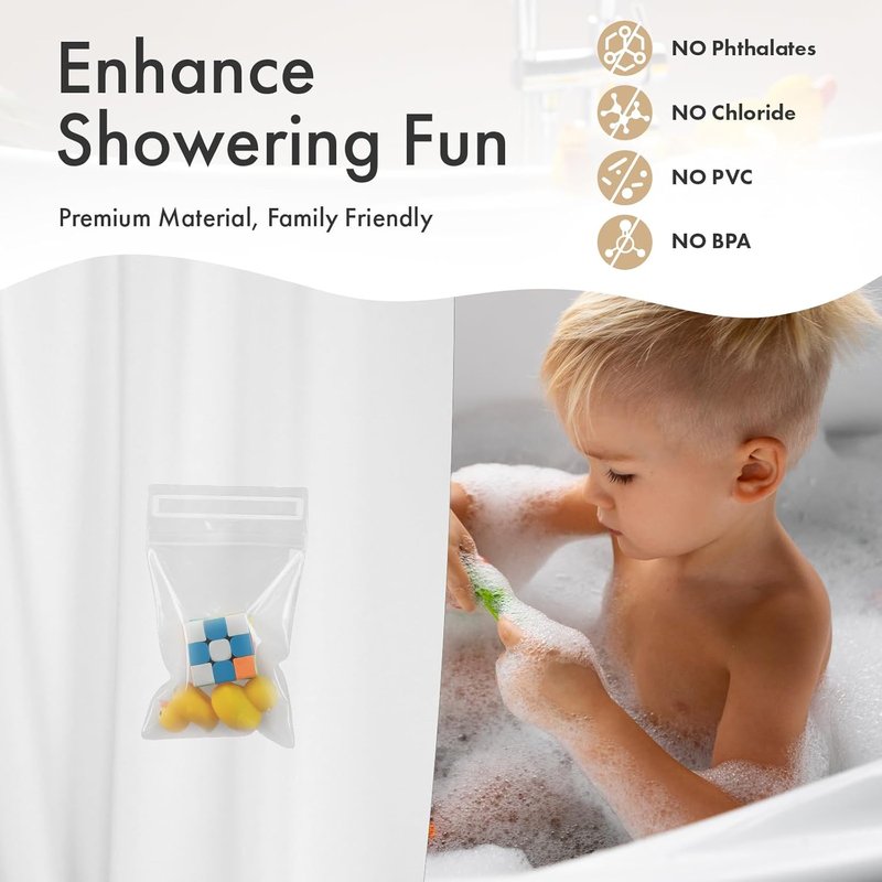 AmazerBath Shower Curtain Liner - Waterproof White Plastic with 2 Weighted Pockets | 72x72 Inches