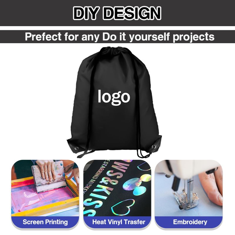 COIDEA Drawstring Backpack 20Pcs Drawstring Bags, Draw String Back Bag Drawstring Bags Bulk for Sports, Gym, Travel, Swimming, Beach (Black)