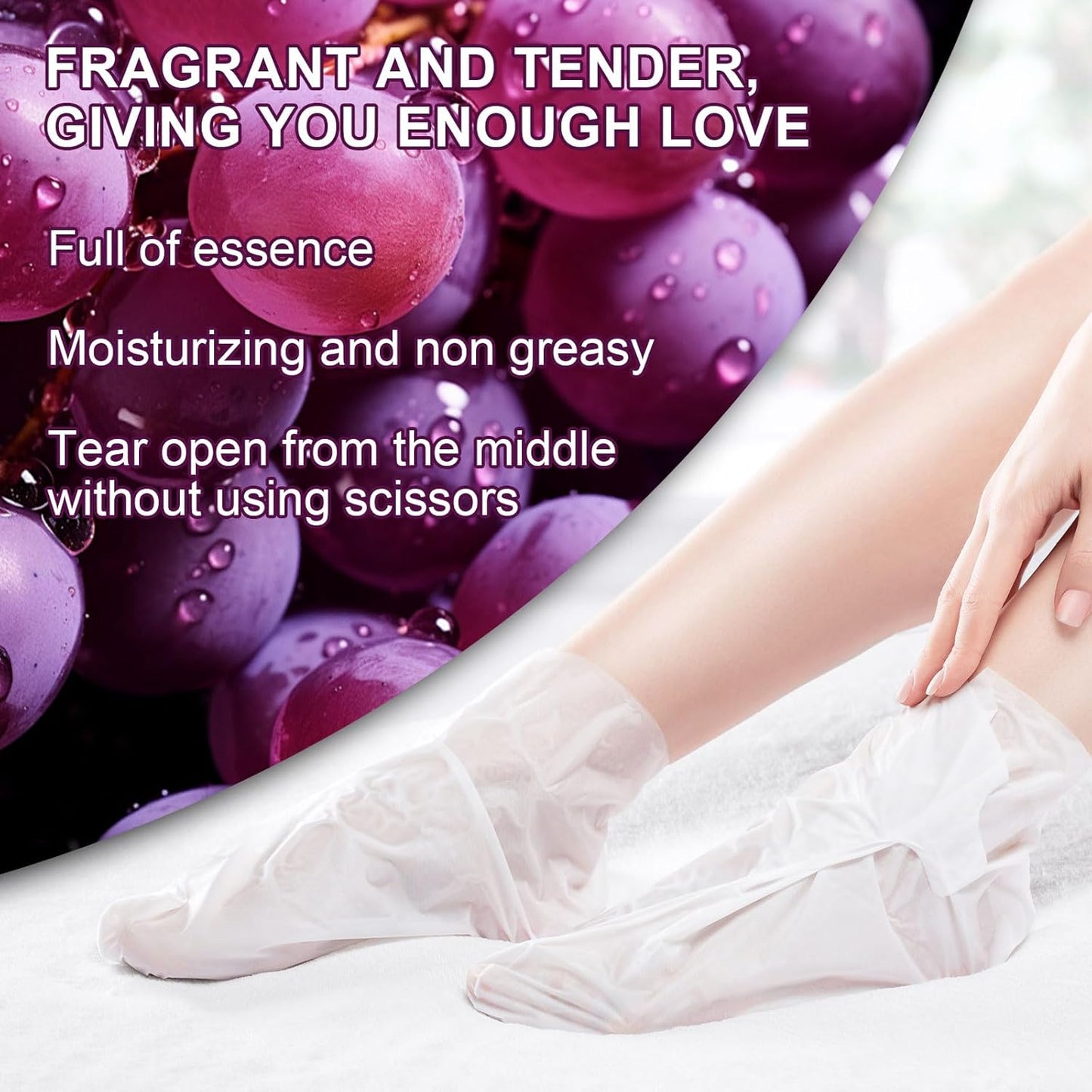 SULADEC Moisturizing Foot Mask - Hydrating Grape Seed Oil & Shea Butter for Soft Feet | 7 Pairs