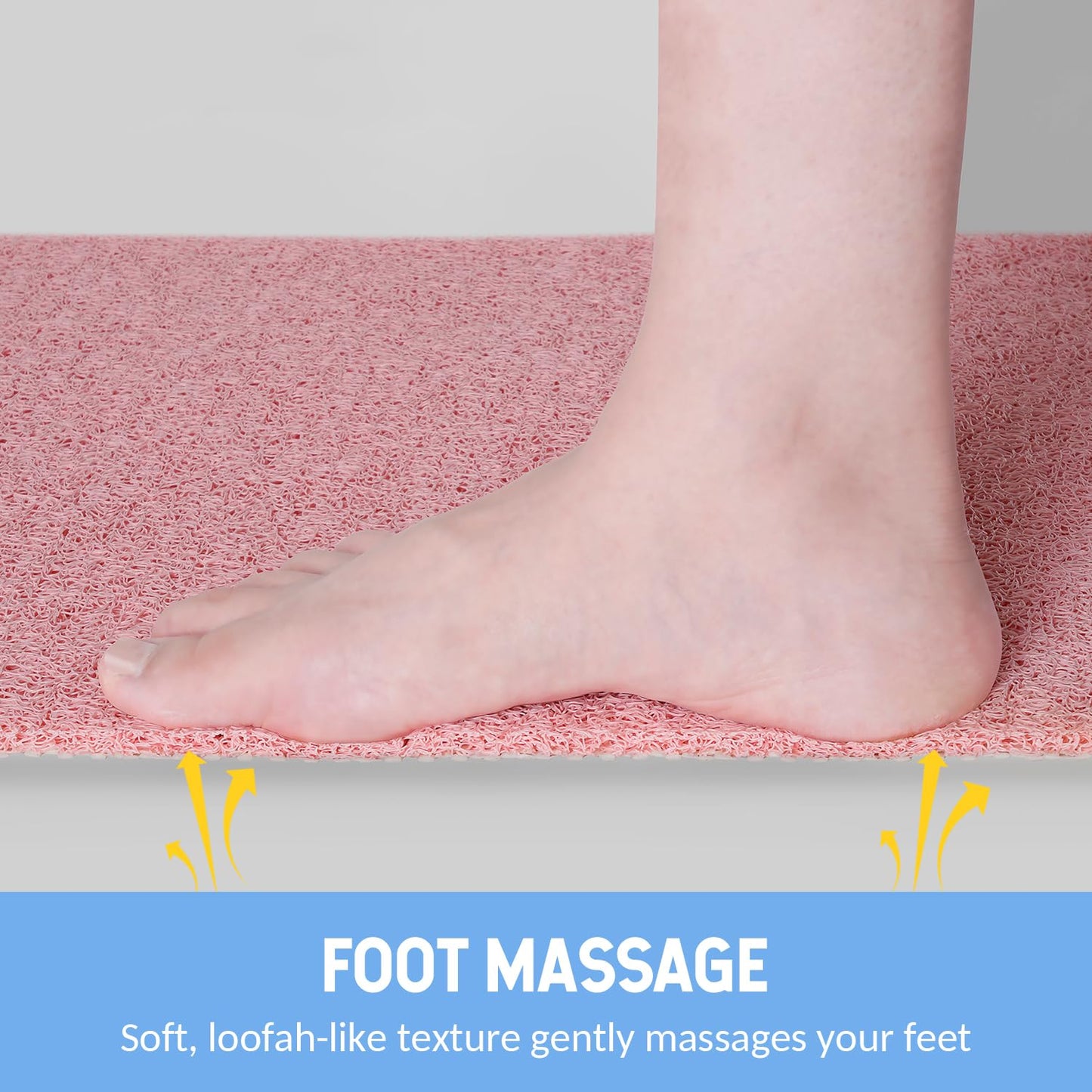 Hargiis Non-Slip Bathtub Mat, Anti Slip Shower Mat, Fast Drying Bathtub Mats, Foot Scrubber Mat, Anti Slip Mat for Tub, Floor, Bathroom, Kitchen, Home, Hotel (Pink 24"×24")