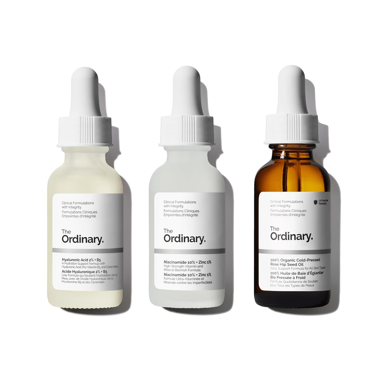 The Ordinary Brighten & Balance Collection | Skin Care Bundle with Hyaluronic Acid, Niacinamide & Organic Rose Hip Oil - 3-Piece Set