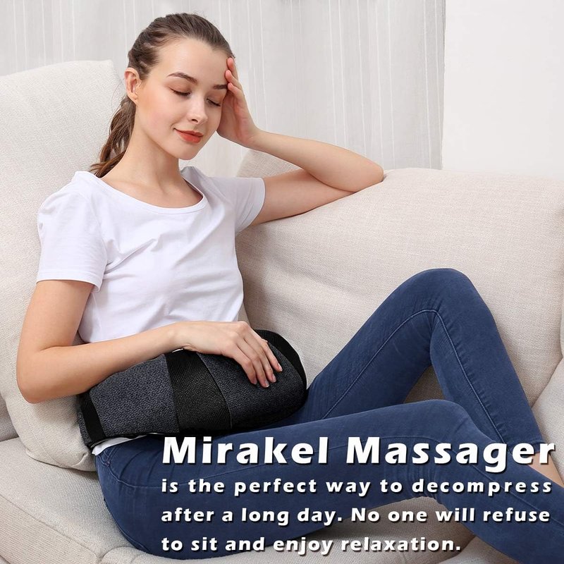 Mirakel Neck Massager - Deep Tissue Pain Relief Shiatsu with Heat | Perfect Father's Day Gift for Dad & Husband