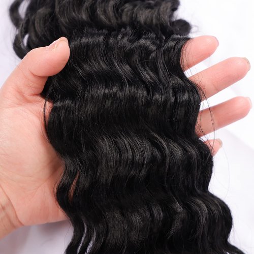 MAYSA Ocean Wave Crochet Hair Extension, 22 inch 6packs Curly Braiding Crochet Hair, Synthetic Crochet Hair Extensions for Women #1B Natural Black
