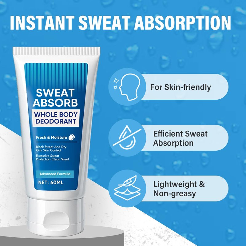 Face Antiperspirant，Antiperspirant for Men & Women, Sweat Absorbing Lotion-Fast-Absorbing，Long-Lasting Sweat Control, 60ml