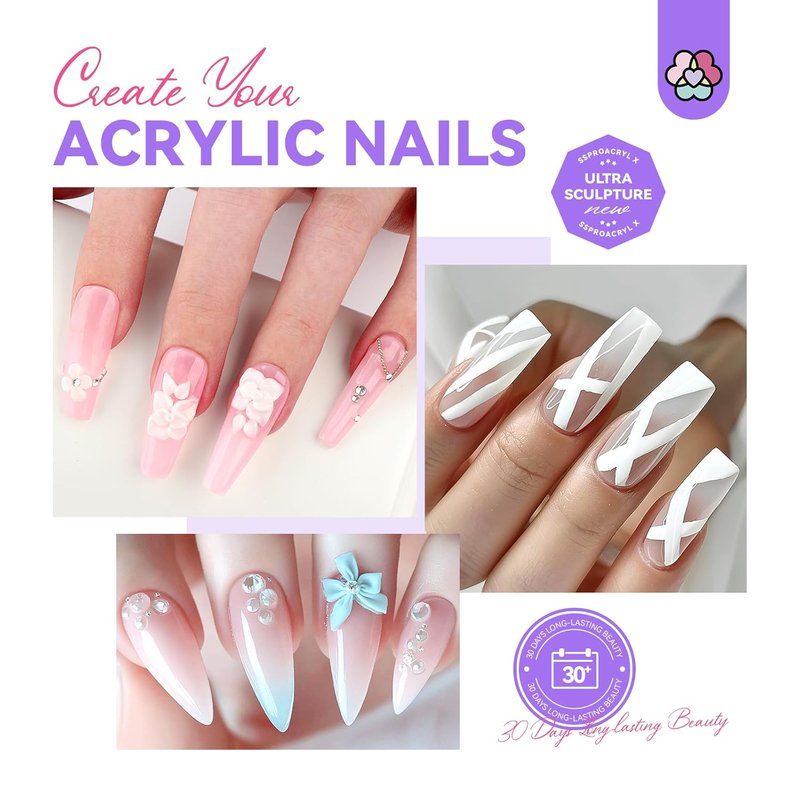 SAVILAND EMA Monomer Acrylic Nail Liquid - 8 oz for Nail Extensions | Includes 3 Brushes & Dappen Dish
