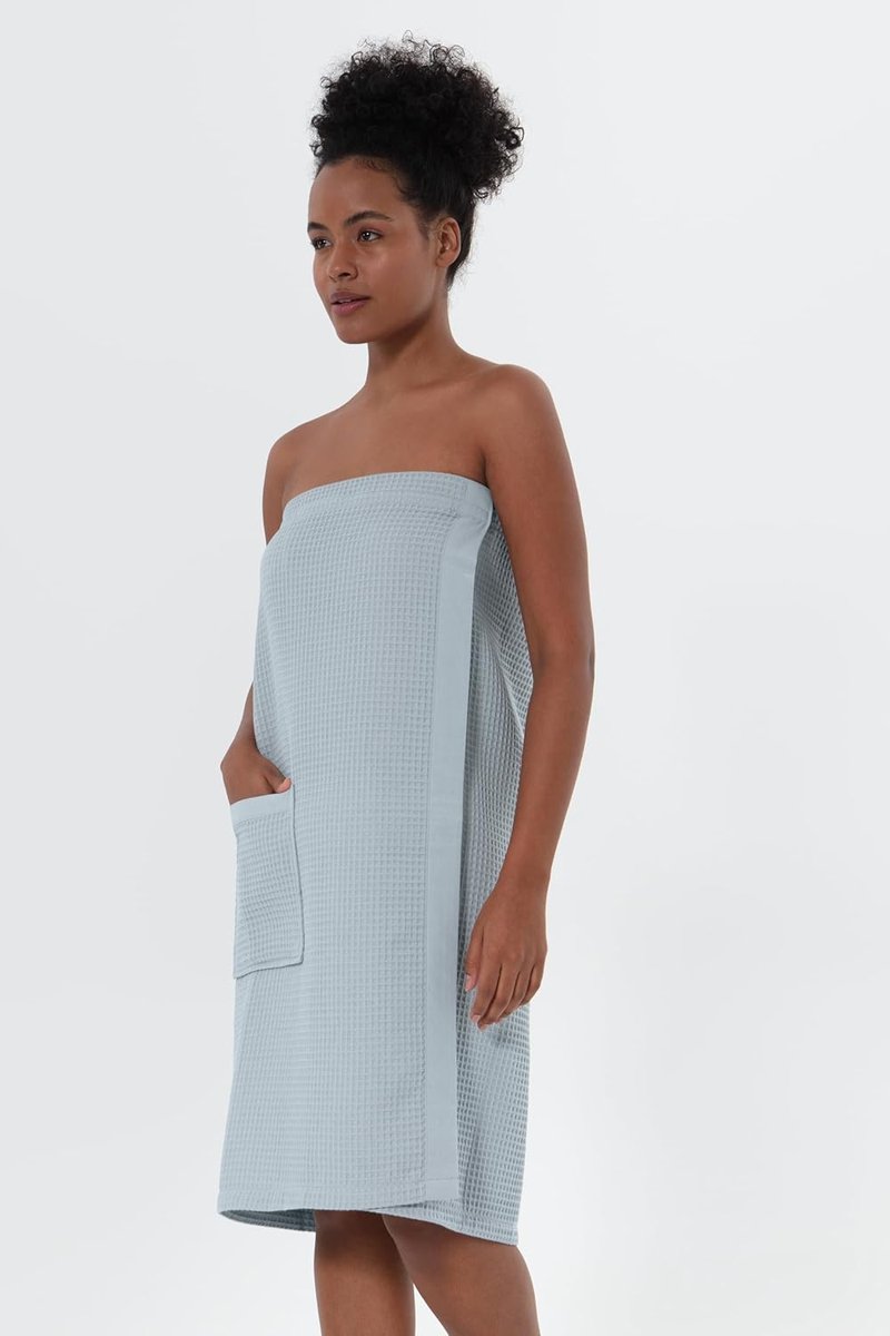 SEYANTE Women's Organic Waffle Spa Wrap - GOTS Certified 100% Turkish Cotton, Lightweight & Adjustable