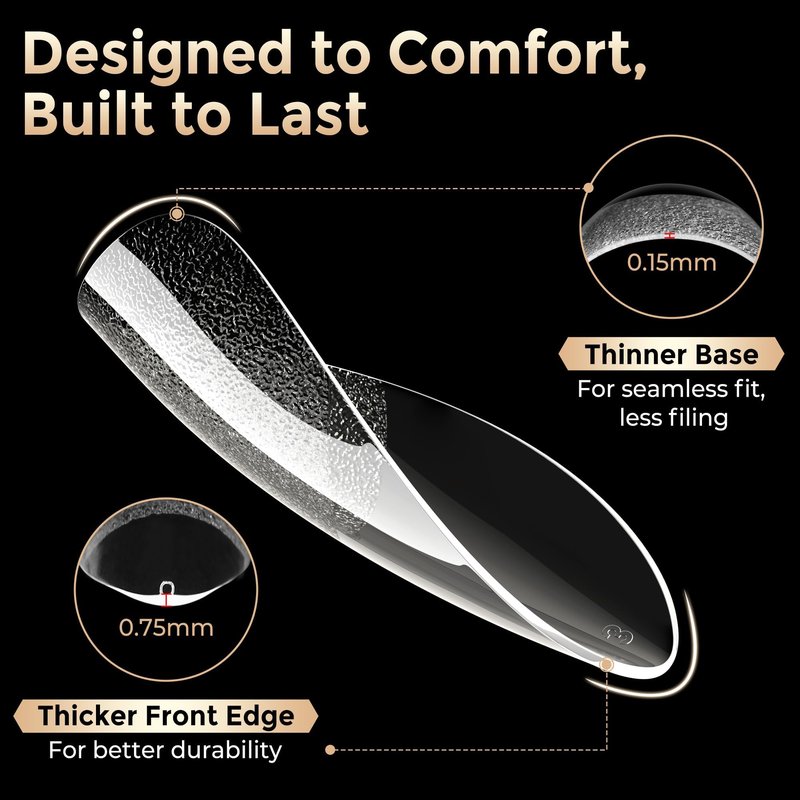 Medium Stiletto Nail Tips: 504pcs Full Cover Soft Gel Nail Tips, 12 Sizes Pre-Etched Half Matte Clear Stiletto Press on Nails No C Curve For Nail Extensions Home Salon