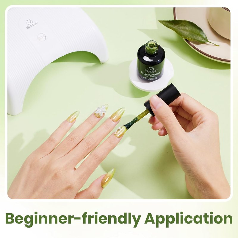 Beetles Lime Green Glitter Gel Nail Polish - Sparkly UV LED Soak Off Color for Summer Nail Art | 15ML