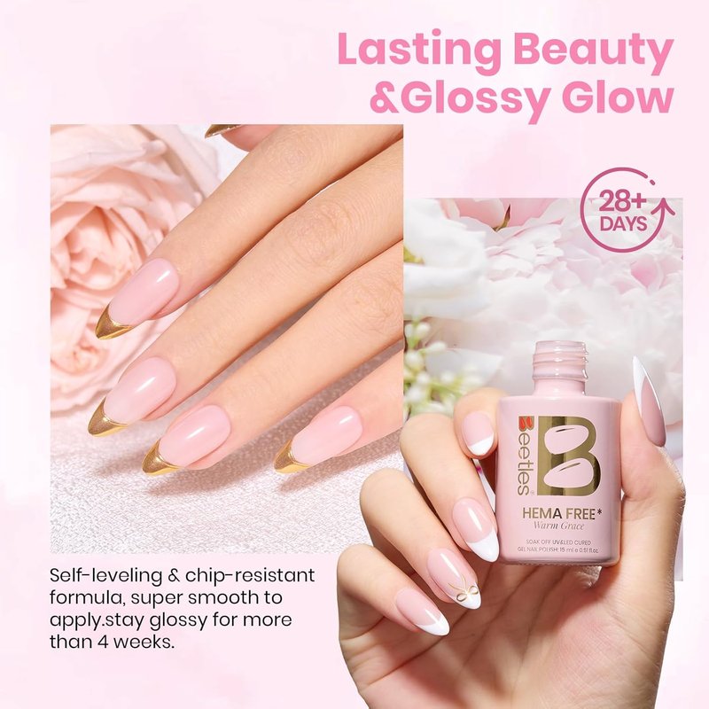 Beetles Gel Polish - Warm Grace Nude Pink 15ML | Sheer Translucent UV Soak Off Nail Color for DIY Manicure