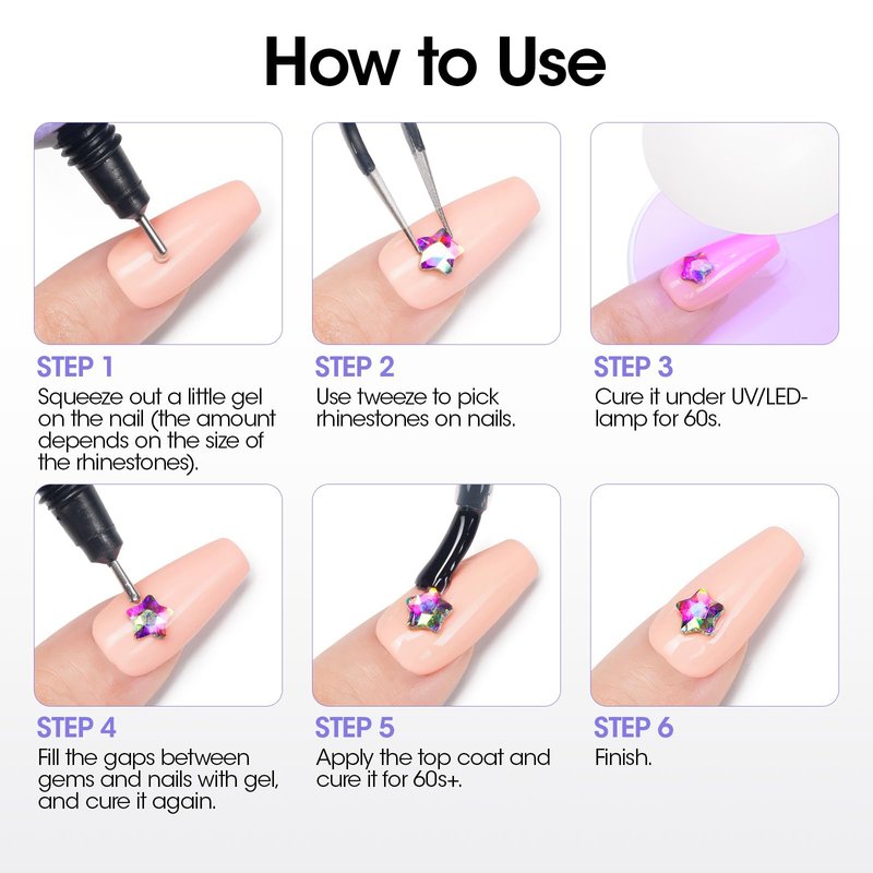 Gellen 30g Rhinestone Glue for Nails, Super Strong Adhesive Gel Nail Glue for Nail Charms, UV Light Needed Nail Gel for 3D Nail Art & Beads & Diamonds & Jewelry