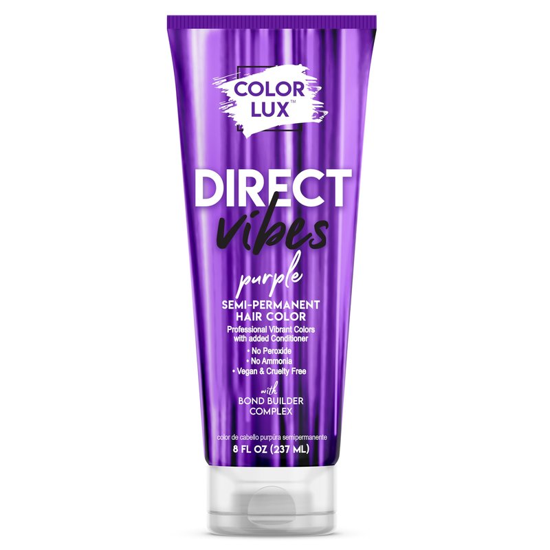 Color Lux Direct Vibes Semi-Permanent Hair Color, Purple, Vibrant & Long-Lasting Shade, Ammonia-Free, Vegan, Sulfate-Free, Paraben-Free, 8 fl oz