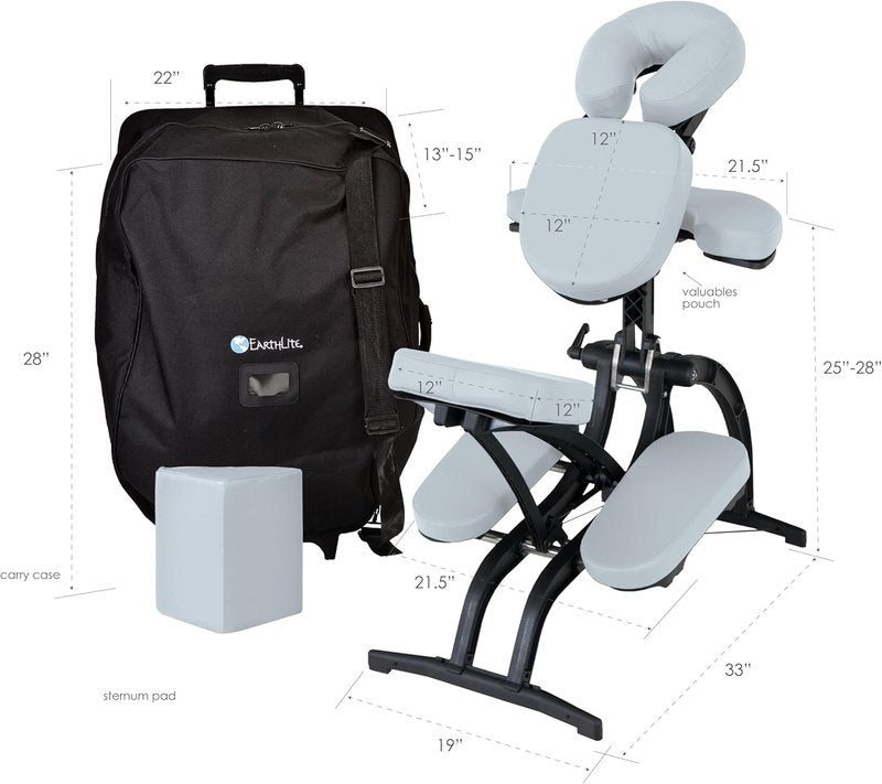 Earthlite Portable Massage Chair Avila II - Premium Folding Spa & Tattoo Chair with Rolling Carry Case