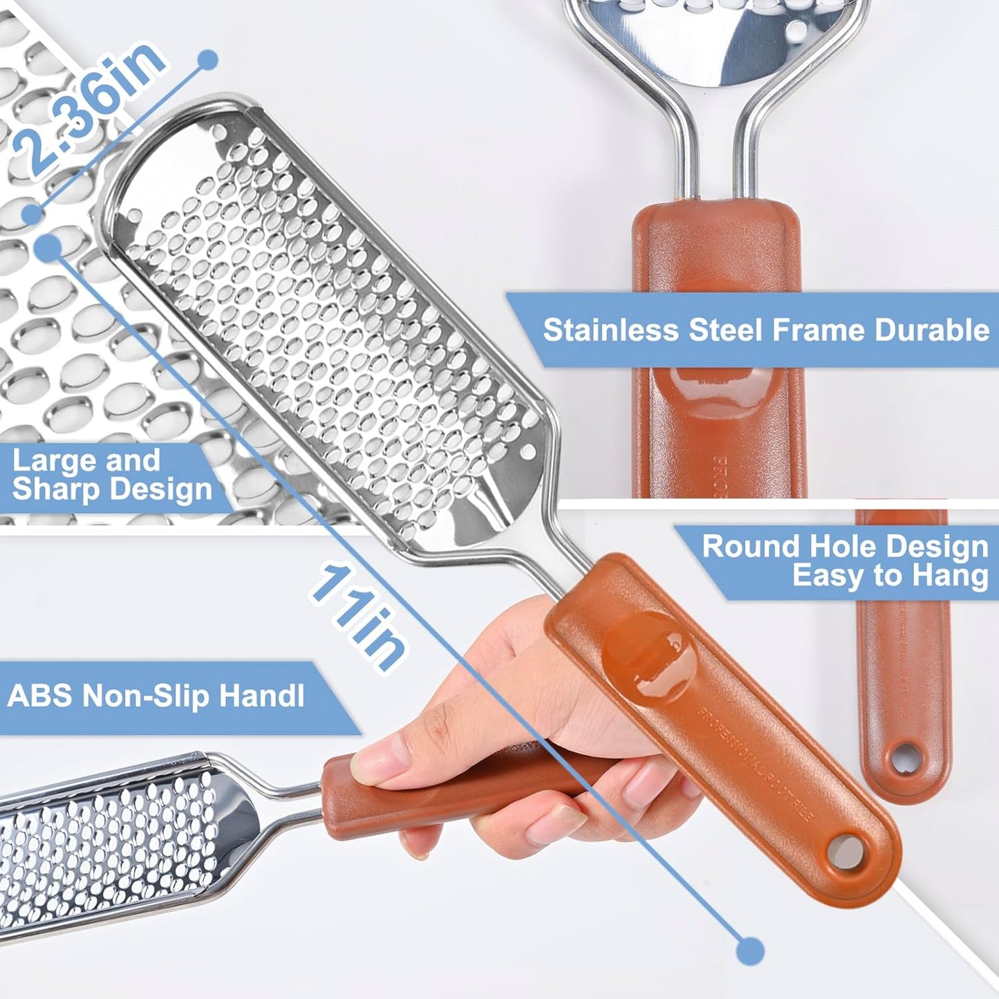 Skiennix Professional Foot Scrubber - Dead Skin Remover & Callus File for Cracked Heels | Pedicure Tool